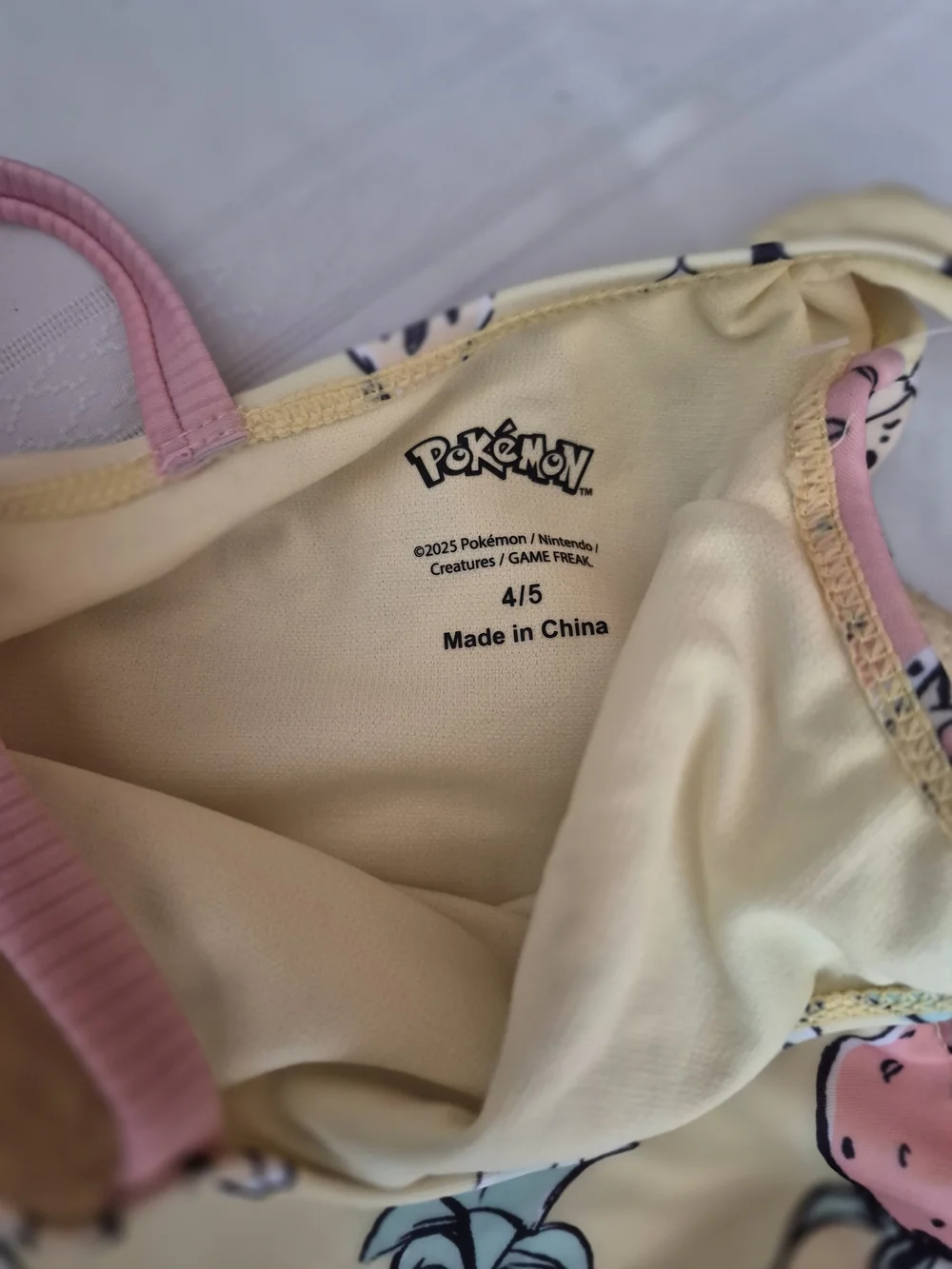 Pokemon Pikachu Yellow Fruit-Print Girls' One-Piece Swimsuit with Pink Straps